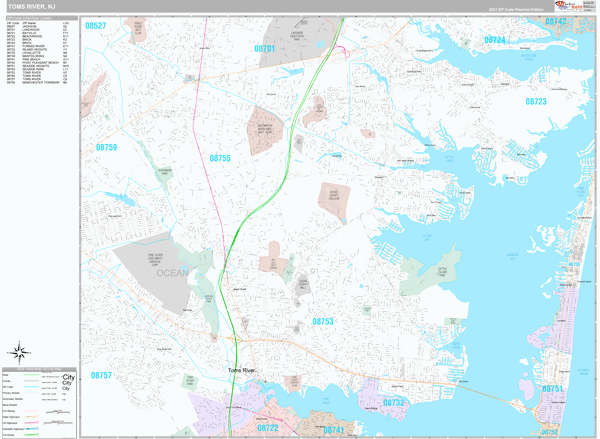 Toms River Wall Map